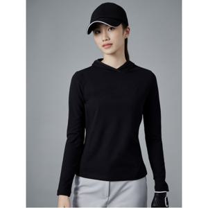 [24FW]여성 기모 후드 이너 티셔츠  블랙