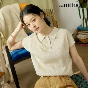 (최초가52,000원) 린넨 블렌디드 카라 니트 풀오버_오트밀