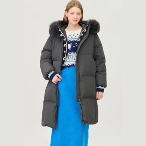 [베네통] 폭스 퍼 후드 롱 구스 다운 BAPD58461