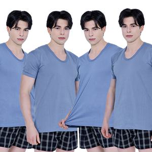 남자 유색 반팔런닝 코발트블루 3매