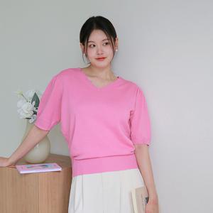 [최초가 89,000원]린넨 블렌드 셀린 브이넥 퍼프니트 4종세트