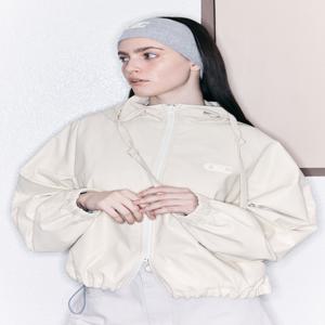 후드 크롭 레더 점퍼 (2colors)