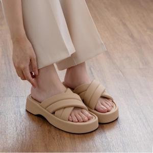 [최초가 88,000원] 마일리 플랫폼 슬라이드 BEIGE 4cm