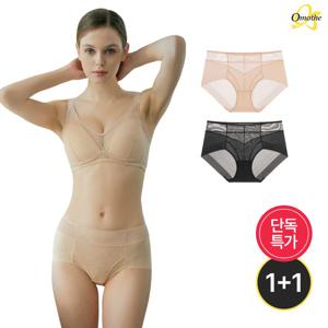 여성 속옷 빅사이즈 노와이어 레이스 보정 팬티 1+1 2종 모음
