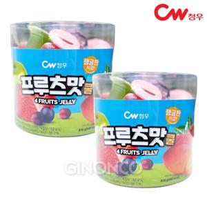 청우 프루츠맛 쿨 810g 2개 딸기 포도 복숭아 사과 과일 젤리 컵젤리 간식