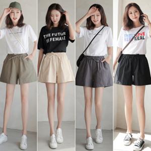 린넨 여성 반바지 4부 여름 와이드 면 밴딩 숏팬츠