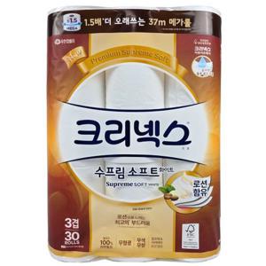 크리넥스화장지 수프림소프트 3겹 37m 30롤 롤화장지 화장지 무료배송