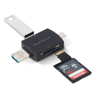 플레오맥스 C타입/8핀/USB SD/microSD 멀티카드리더기 OTG기능 POC-801
