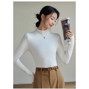 1/1+1 구름 같은 촉감 반폴라 밍크털 기모 이너 스웨터 겨울 여성 반목 니트티셔츠 캐시미어 니트