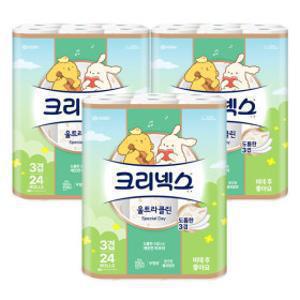 크리넥스 3겹 울트라클린 스페셜데이 25m 24롤 3팩 두루마리 화장지 휴지