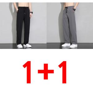 1+1 바지 남자 여름 얇은 일자핏  정장 바지 밴딩  트레이닝 슬랙스
