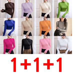 1+1+1 하이넥 봄가을 여성복 반폴라 슬림핏 상의