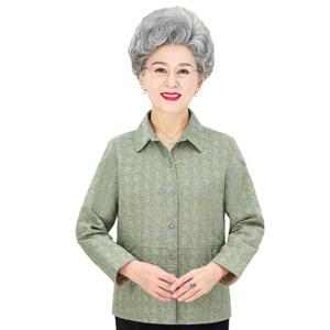 중노년 할머니 봄옷 전면 셔츠 상의 여성 긴팔 셔츠 노인 옷 엄마 세트 여름 얇은
