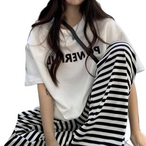 박시티 단가라 밴딩 와이드팬츠 상하 세트