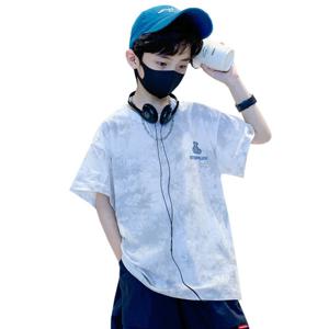 면 아동복 남녀 반팔 티셔츠 여름 신상 자염 프린트 붐 어린이 아기 반팔 상의 중소 아동