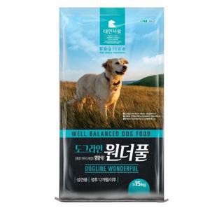 대한사료 도그라인 원더풀 15kg 대포장 강아지 어덜트 성견 대형견 사료 특가