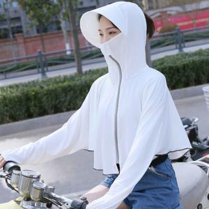 빼다 여성용 얇은 스킨 후드집업 바람막이 상의 망토형