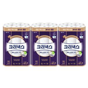 크리넥스 데코소프트 수딩+ 3겹 24+6롤 x 3팩  /화장지/휴지