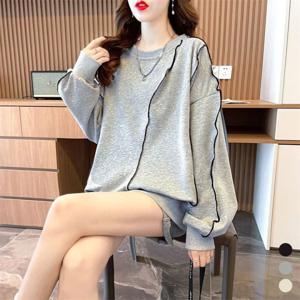 여성용 라운드넥 긴팔 티셔츠 데일리 심플 캐주얼티 오버핏 베이직 패션 맨투맨 빅사이즈