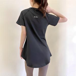 요가복 필라테스 여성 루즈핏 반팔 헬스 러닝 운동복 힙커버 롱 상의