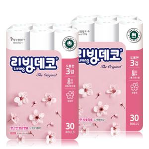 삼정펄프 리빙 3겹 데코 30M 30롤x2팩 /화장지 휴지