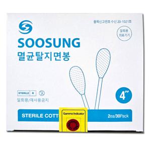 수성 멸균탈지면봉 4인치 1포2매x30 구강청결 칫솔대체 창상처치보호