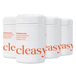 퓨어네이처 Cleasy 클리지 세정살균 청소용물티슈 180매입 4통 99% 살균 항균 저자극 세정티슈 청소티슈