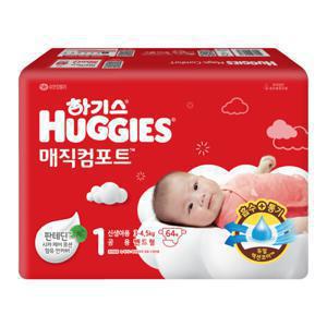 2024 하기스 매직컴포트 밴드 1단계 신생아 공용 64매 2팩