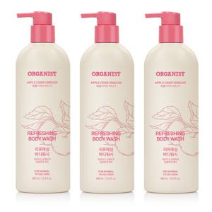 (저자극.약산성) 오가니스트 애플사이다 비니거 리프레싱 바디워시 680ml x 3개