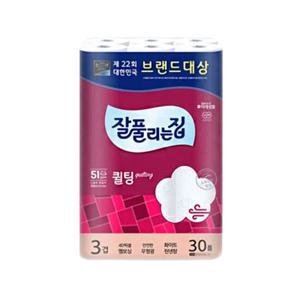 잘풀리는집 퀼팅 3겹 두루마리휴지 롤화장지 30M 30롤 X1팩