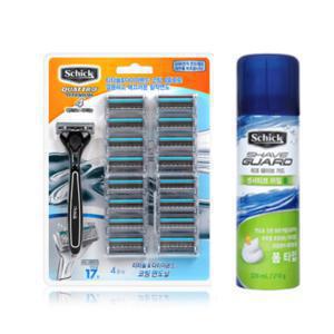 쉬크 쿼트로4 티타늄 날17입+면도기 + 추가증정) 센서티브라임폼210g