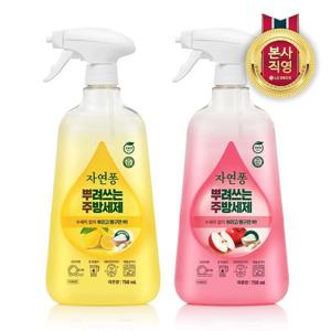 (신세계라이브쇼핑)자연퐁 뿌려쓰는 주방세제 용기형 750ml x 2개 (레몬향/애플향 택1)
