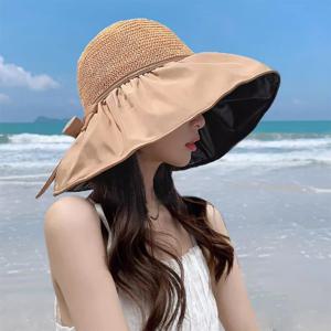 (1+1) 여름 썬 자외선 차단 해변 모자 바캉스 밀짚 모자