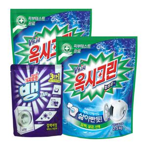 옥시크린  옥시크린 표백제 세탁세제 2.5kg 교체용 2개 세탁조 세정제 1개 포함