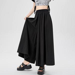여성 여름 레이스 실크 9부 와이드 치마바지