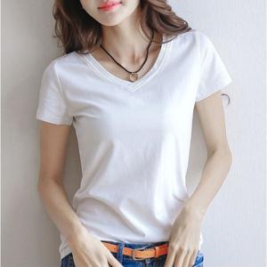 (1+1) 여성 데일리 베이직 무지 반팔 티셔츠 라운드 브이넥 심플 코튼 면티 기본 반팔
