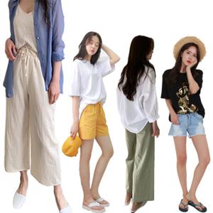 여자 여름바지 3부~9부 밴딩/린넨/코튼/데님/와이드핏