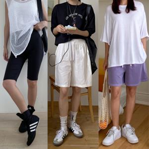 여성 여름 반바지 데일리룩 3부 4부 5부 밴딩팬츠 면바지 레깅스