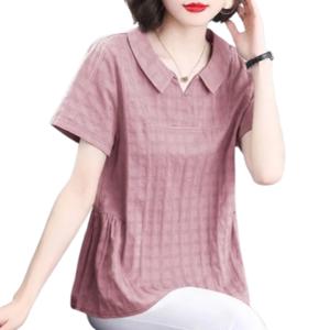 여성 비쥬 카라 블라우스 상의 무지 카라 셔츠 블라우스 반팔 블라우스 데일리룩 루즈핏 데이트룩 이월 이