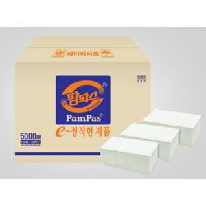 팜파스 핸드타올 무형광 2겹 백색 폴드형 5000매 (100매50밴드)