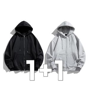 1+1 남녀공용 루즈핏 얇은 후드집업 오버핏 후드점퍼 후드티