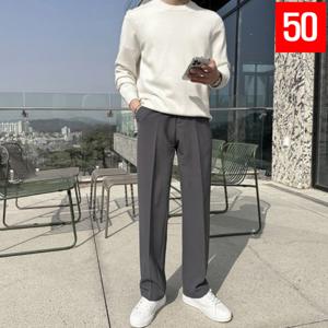 남자 세미 통 와이드 팬츠 50종 남성 밴딩 정장 슬랙스 핀턱 스판 면바지 봄 가을 빅사이즈 36