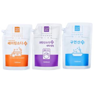 3종세트 과탄산소다수1L구연산수1L베이킹소다수1L 액상형으로 편리하게 생활필수템 묶음