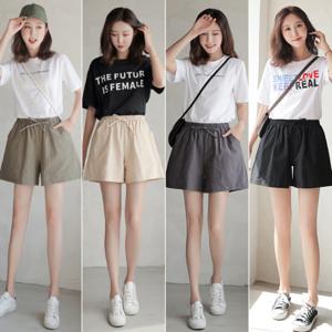 린넨 여성 반바지 4부 여름 와이드 면 밴딩 숏팬츠