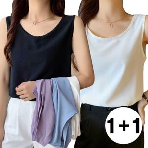 1+1 여성 베이직 쉬폰 나시 슬리브리스 민소매 블라우스 (4color)