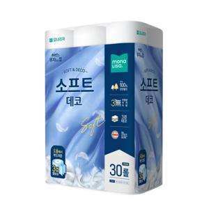 모나리자 부자되는집 천연펄프 프리미엄 화장지 소프트데코 30m 30롤