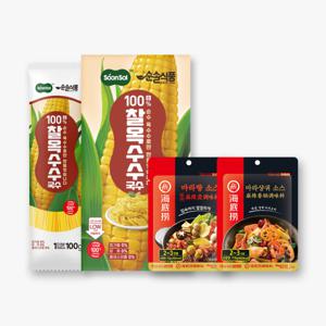 순솔X하이디라오 순솔 100% 찰옥수수국수 100g 5봉 X 하이디라오 마라탕 소스 110g 사은품 찰옥수수1봉