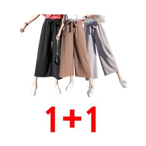 1+1  와이드 팬츠 코디 와이드 여성복 여름 신상 일자 9부 하이웨스트 캐주얼 바지