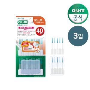 GUM 검 치과 휴대 1회용 치간칫솔 부드러운 소프트픽 M(40p) 3개