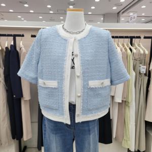 [온앤온]라운드넥 배색 트위드자켓 njw4mj49501